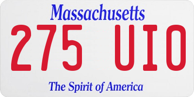 MA license plate 275UI0