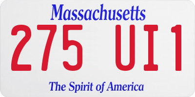 MA license plate 275UI1