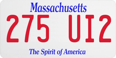 MA license plate 275UI2