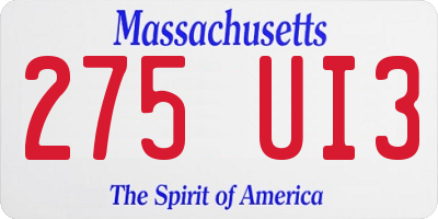 MA license plate 275UI3