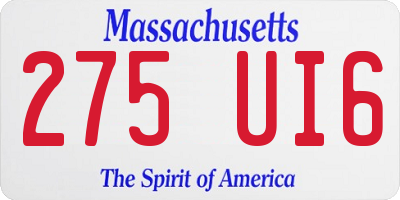 MA license plate 275UI6