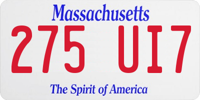 MA license plate 275UI7
