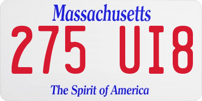 MA license plate 275UI8