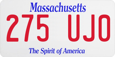 MA license plate 275UJ0