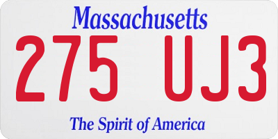 MA license plate 275UJ3