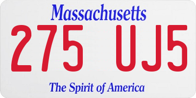 MA license plate 275UJ5