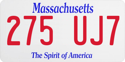 MA license plate 275UJ7