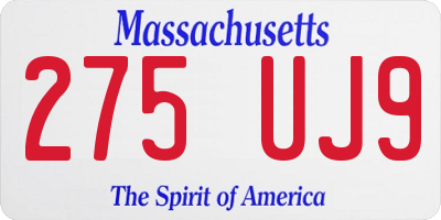 MA license plate 275UJ9