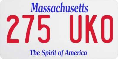 MA license plate 275UK0