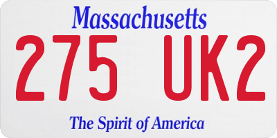 MA license plate 275UK2