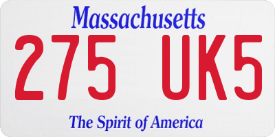 MA license plate 275UK5