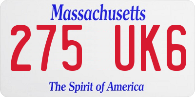 MA license plate 275UK6