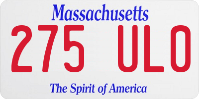 MA license plate 275UL0