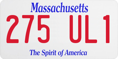 MA license plate 275UL1