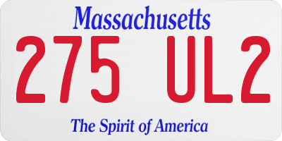 MA license plate 275UL2