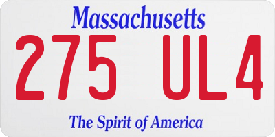 MA license plate 275UL4