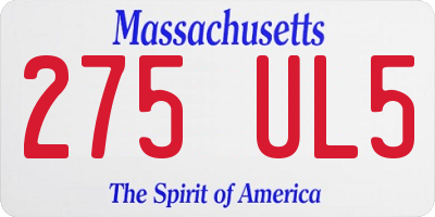 MA license plate 275UL5