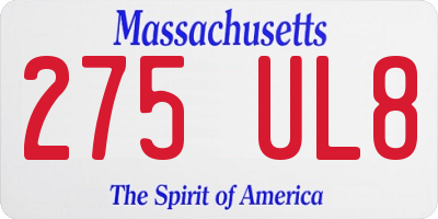 MA license plate 275UL8