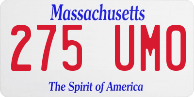 MA license plate 275UM0