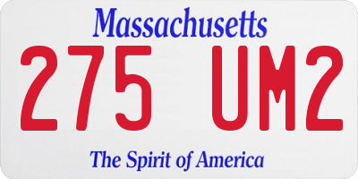 MA license plate 275UM2