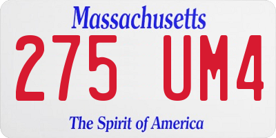 MA license plate 275UM4