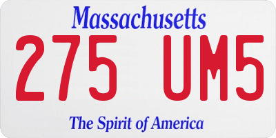 MA license plate 275UM5