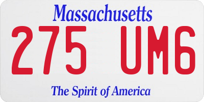 MA license plate 275UM6