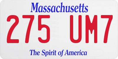 MA license plate 275UM7