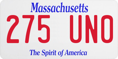 MA license plate 275UN0