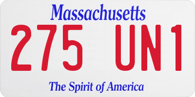 MA license plate 275UN1