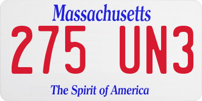MA license plate 275UN3