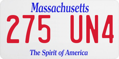 MA license plate 275UN4