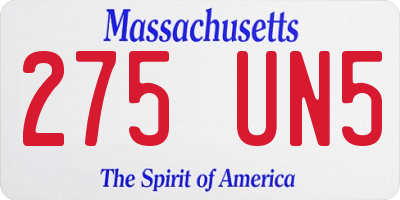 MA license plate 275UN5