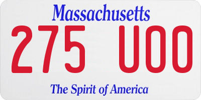 MA license plate 275UO0