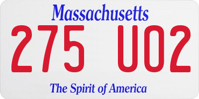 MA license plate 275UO2