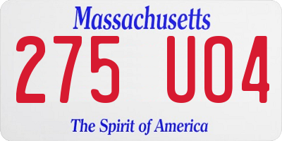 MA license plate 275UO4