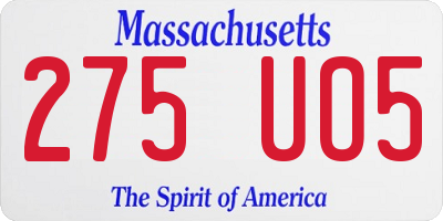 MA license plate 275UO5