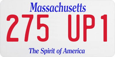 MA license plate 275UP1