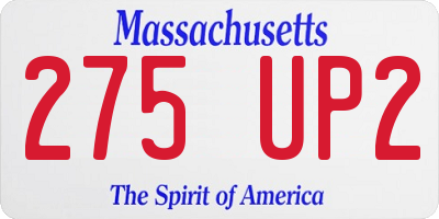 MA license plate 275UP2