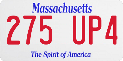 MA license plate 275UP4