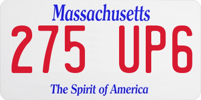 MA license plate 275UP6