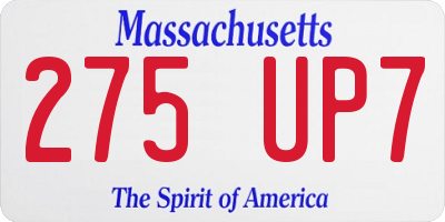 MA license plate 275UP7