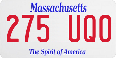 MA license plate 275UQ0