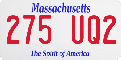 MA license plate 275UQ2