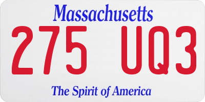MA license plate 275UQ3
