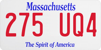 MA license plate 275UQ4