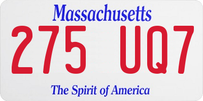 MA license plate 275UQ7