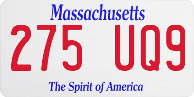 MA license plate 275UQ9