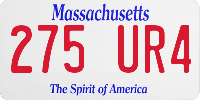 MA license plate 275UR4