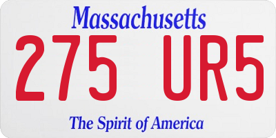 MA license plate 275UR5